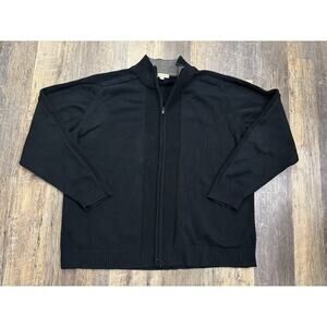 Wilke Rodriguez Mens 3XLT Black Full‎ Zip Cotton Cardigan Sweater Mock Neck Tall